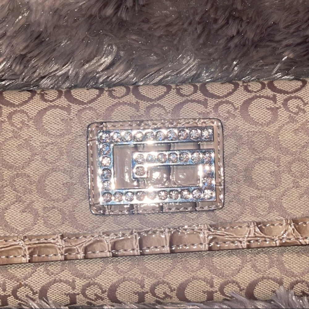Guess Tan Trifold Wallet With Embedded Rhinestone - image 2